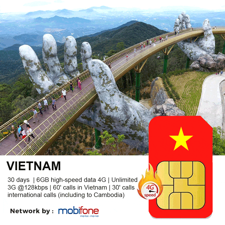 Vietnam travel sim card 30 day